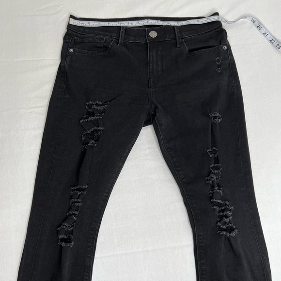 Express Legging Jeans Distressed Womens 8s Mid Rise Dark Blue Denim Stretch - Picture 7 of 9